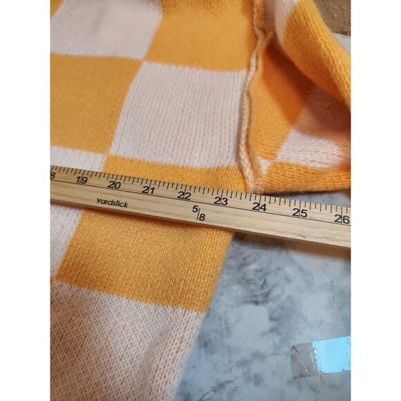 No‎ Brand Women's Orange White Checkered Long Sleeve Pullover Sweater Size XL - Picture 5 of 6